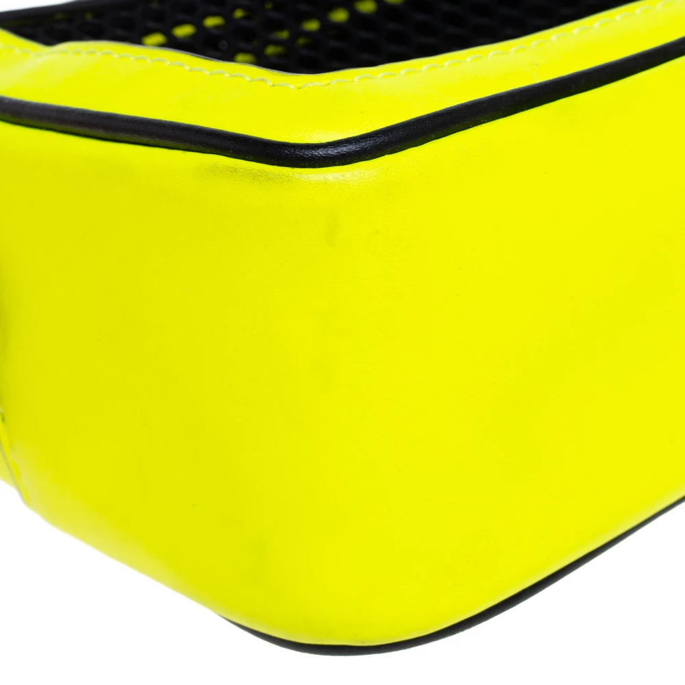 Michael Kors Neon Yellow/Black Leather And Mesh Sport Danika Crossbody Bag For Women - Image 12