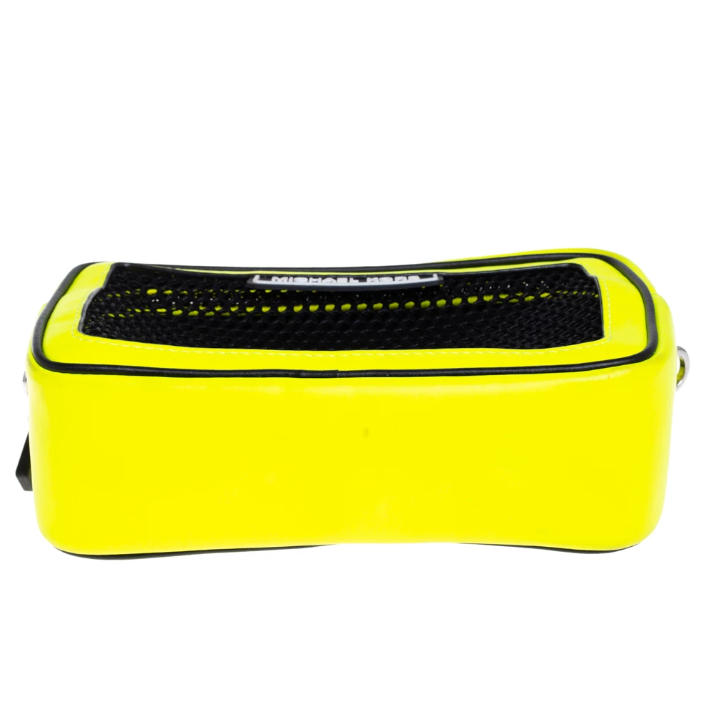 Michael Kors Neon Yellow/Black Leather And Mesh Sport Danika Crossbody Bag For Women - Image 7