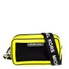 Michael Kors Neon Yellow/Black Leather And Mesh Sport Danika Crossbody Bag For Women