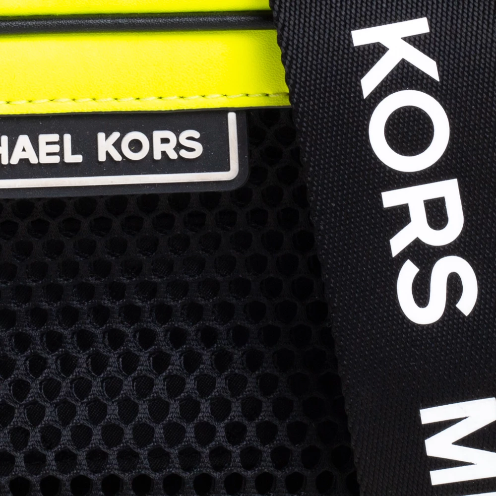Michael Kors Neon Yellow/Black Leather And Mesh Sport Danika Crossbody Bag For Women - Image 5