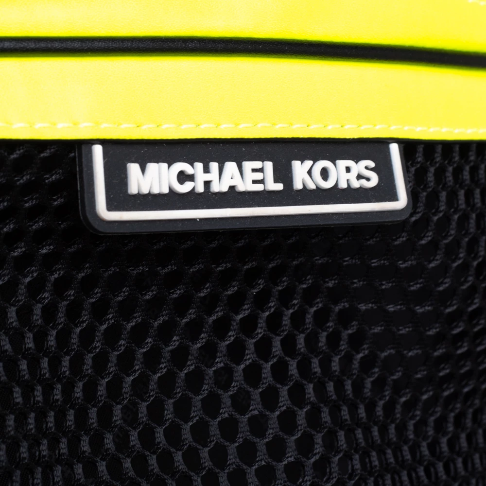 Michael Kors Neon Yellow/Black Leather And Mesh Sport Danika Crossbody Bag For Women - Image 6