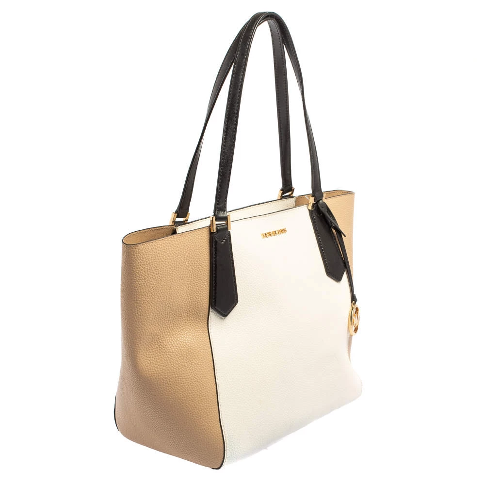 Michael Kors Beige/White Leather Kimberly Tote For Women - Image 3