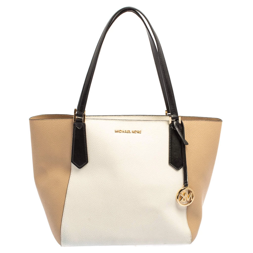 Michael Kors Beige/White Leather Kimberly Tote For Women