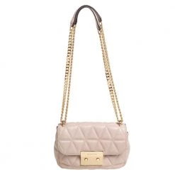 Michael Kors Pink Matelassé Leather Small Sloan Shoulder Bag For Women