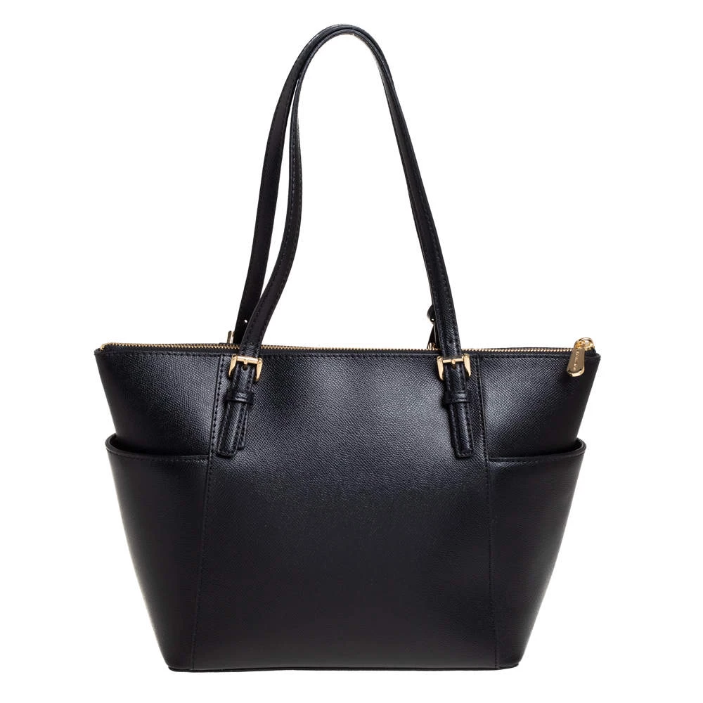 Michael Kors Black Leather Medium Jet Set Top Zip Tote For Women - Image 4