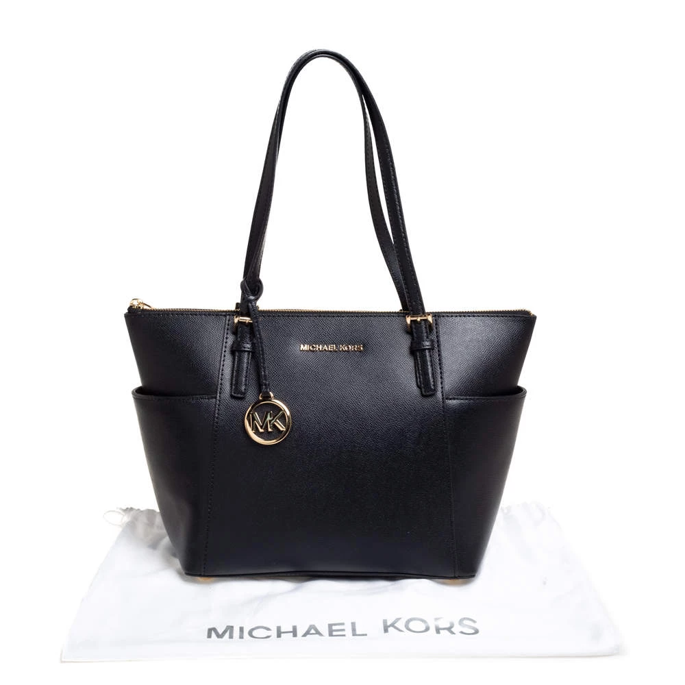 Michael Kors Black Leather Medium Jet Set Top Zip Tote For Women - Image 9