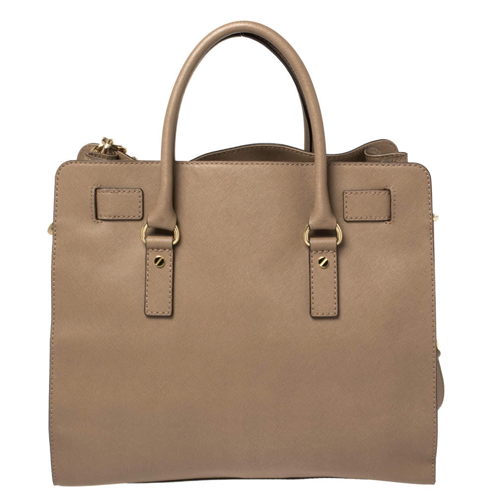 MICHAEL Michael Kors Beige Saffiano Leather Large Hamilton North South Tote For Women - Image 4