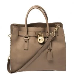 MICHAEL Michael Kors Beige Saffiano Leather Large Hamilton North South Tote For Women