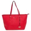Michael Kors Red Leather Large Jet Set Travel Tote For Women