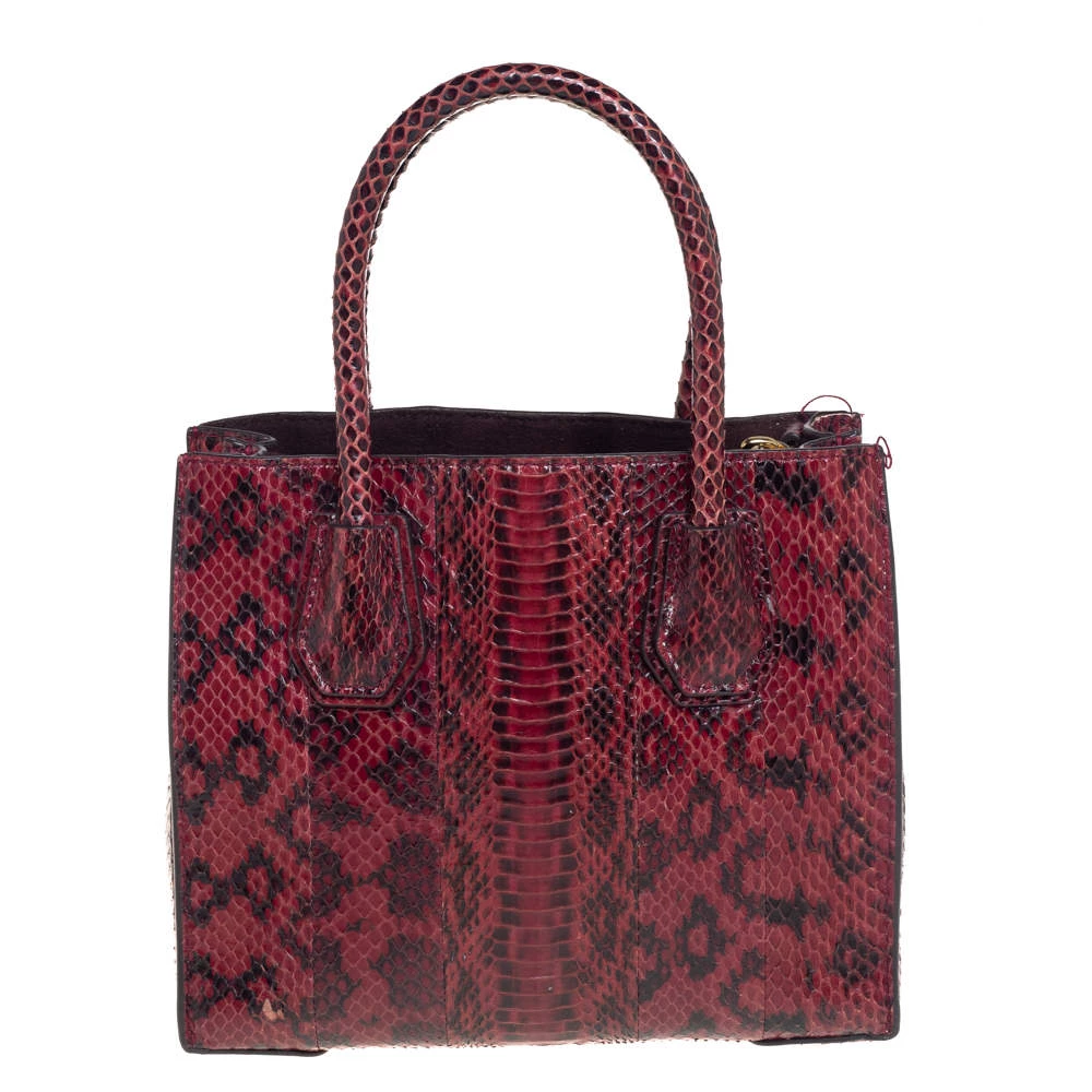 Michael Kors Burgundy Snakeskin Small Mercer Tote For Women - Image 4