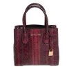 Michael Kors Burgundy Snakeskin Small Mercer Tote For Women