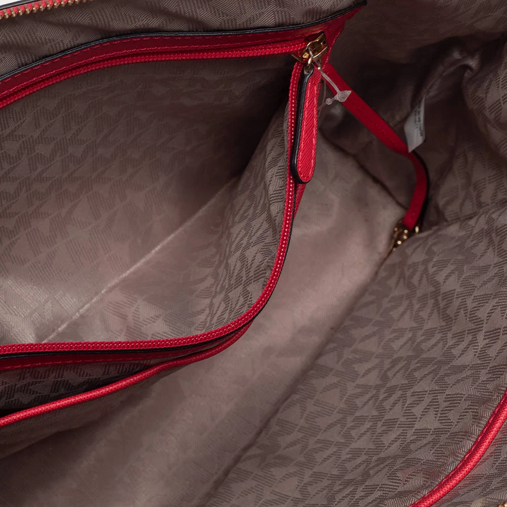 Michael Kors Coral Red Leather Medium Jet Set Top Zip Tote For Women - Image 8