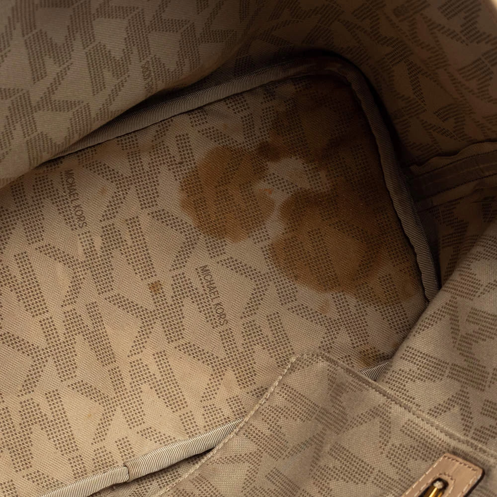 Michael Kors Brown/Beige Signature Coated Canvas And Leather Small Jet Set Travel Tote For Women - Image 7