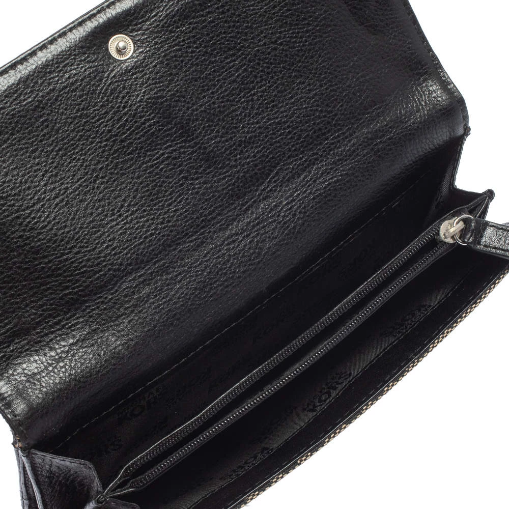 Michael Kors Beige/Black Signature Coated Canvas And Leather Brookville Caryall Continental Wallet For Women - Image 7