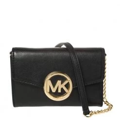 Michael Kors Black Leather Hudson Crossbody Bag For Women