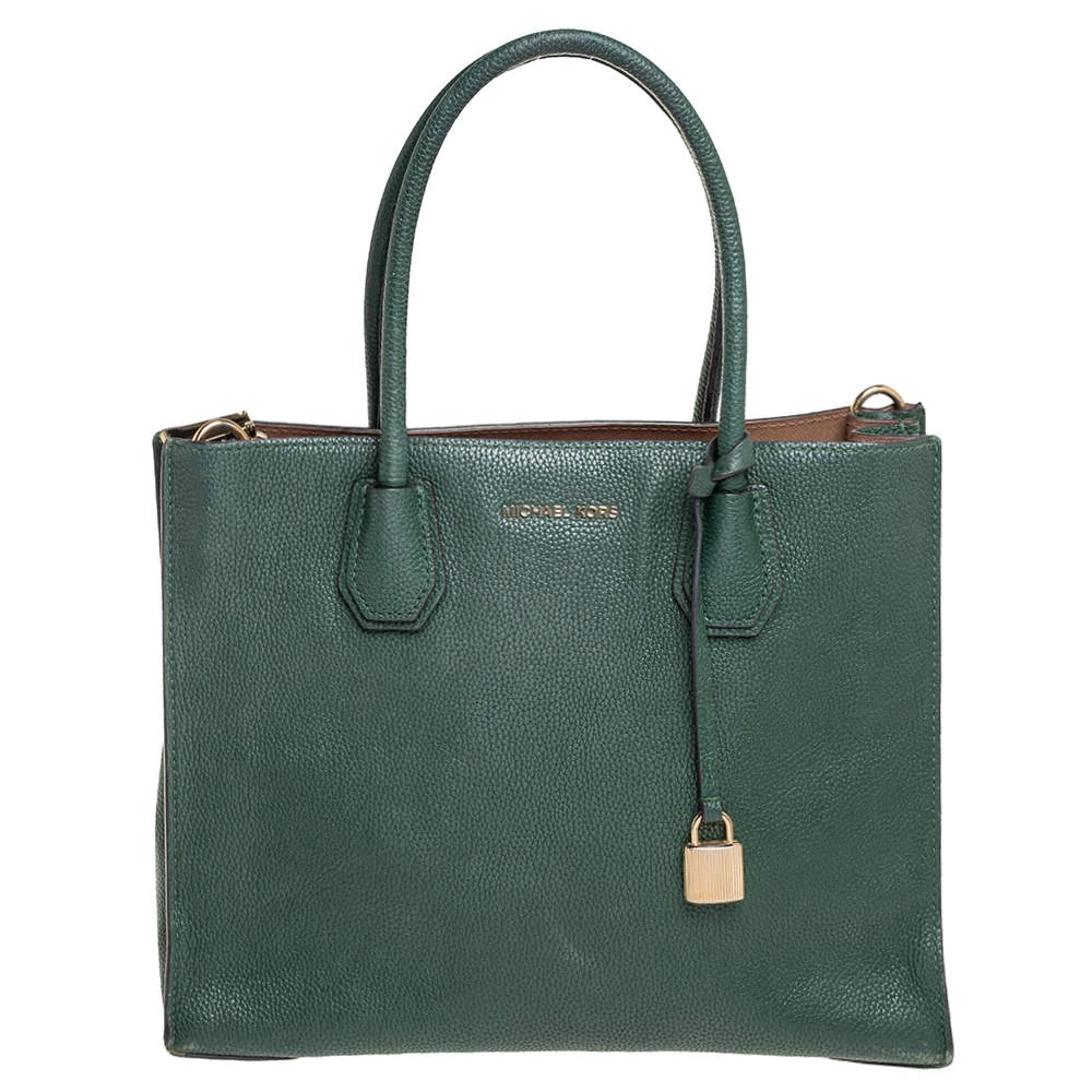 Michael Kors Green Grained Leather Large Mercer Tote For Women