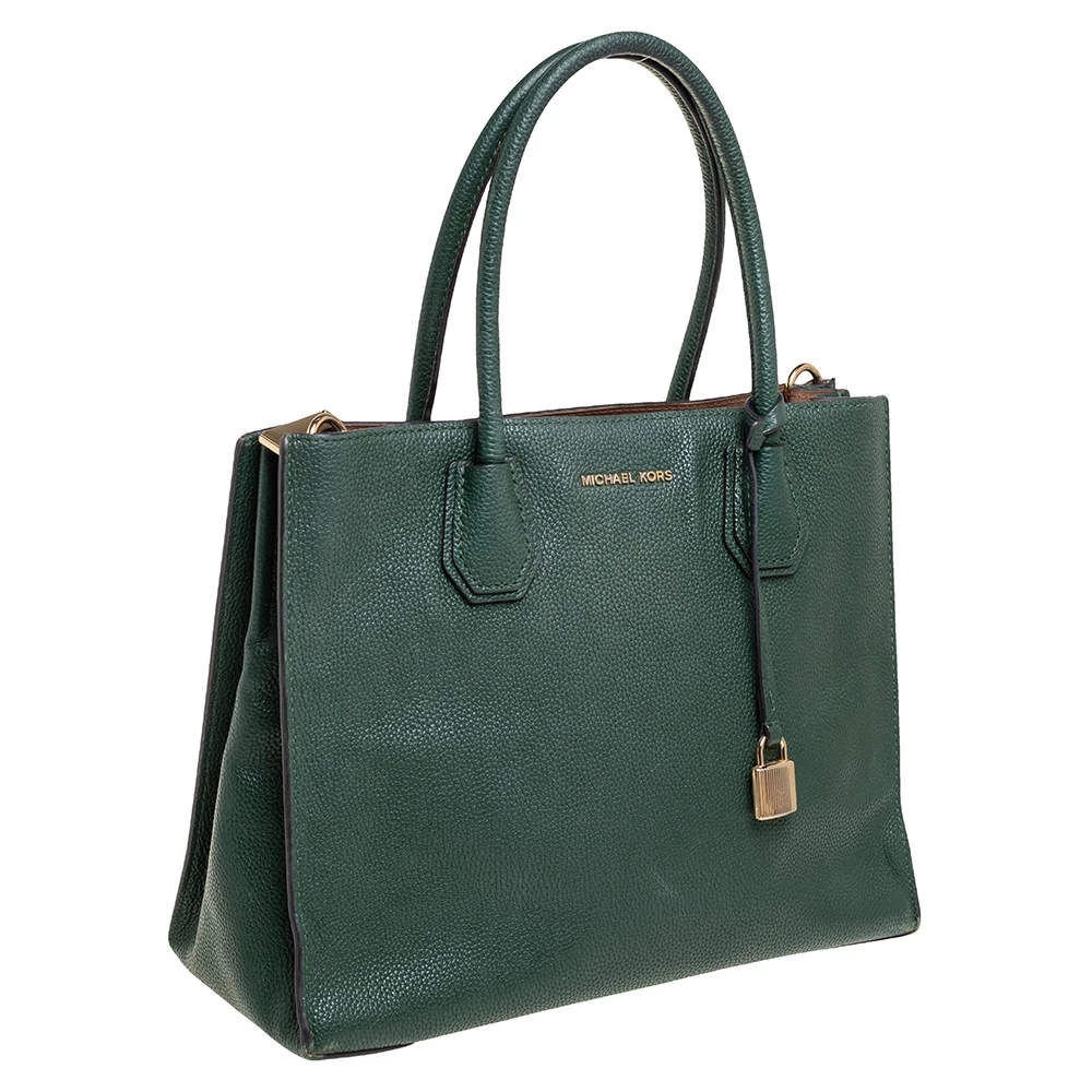 Michael Kors Green Grained Leather Large Mercer Tote For Women - Image 3