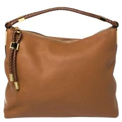 Michael Kors Brown Pebbled Leather Skorpios Top Zip Hobo For Women