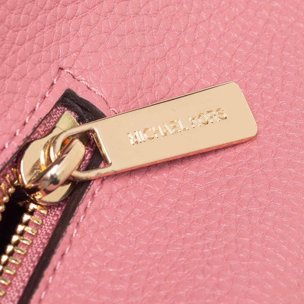 Michael Kors Pink/Brown Signature Coated Canvas And Leather Kimberly Satchel For Women - Image 9