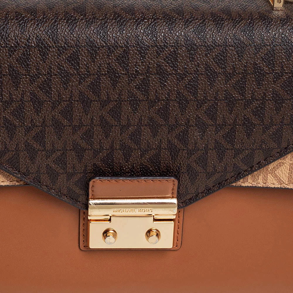 Michael Kors Tri Color Monogram Coated Canvas And Leather Kinsley Top Handle Bag For Women - Image 5