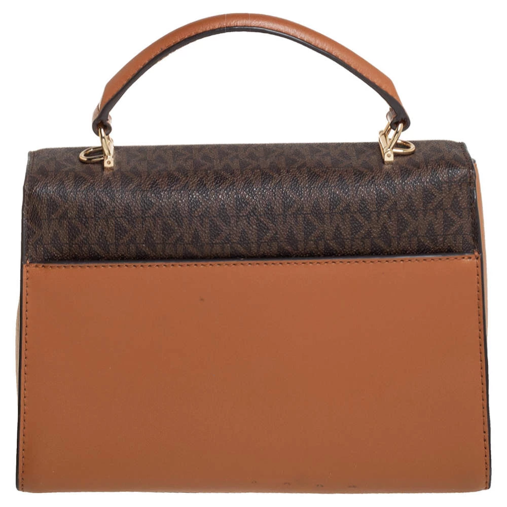 Michael Kors Tri Color Monogram Coated Canvas And Leather Kinsley Top Handle Bag For Women - Image 4