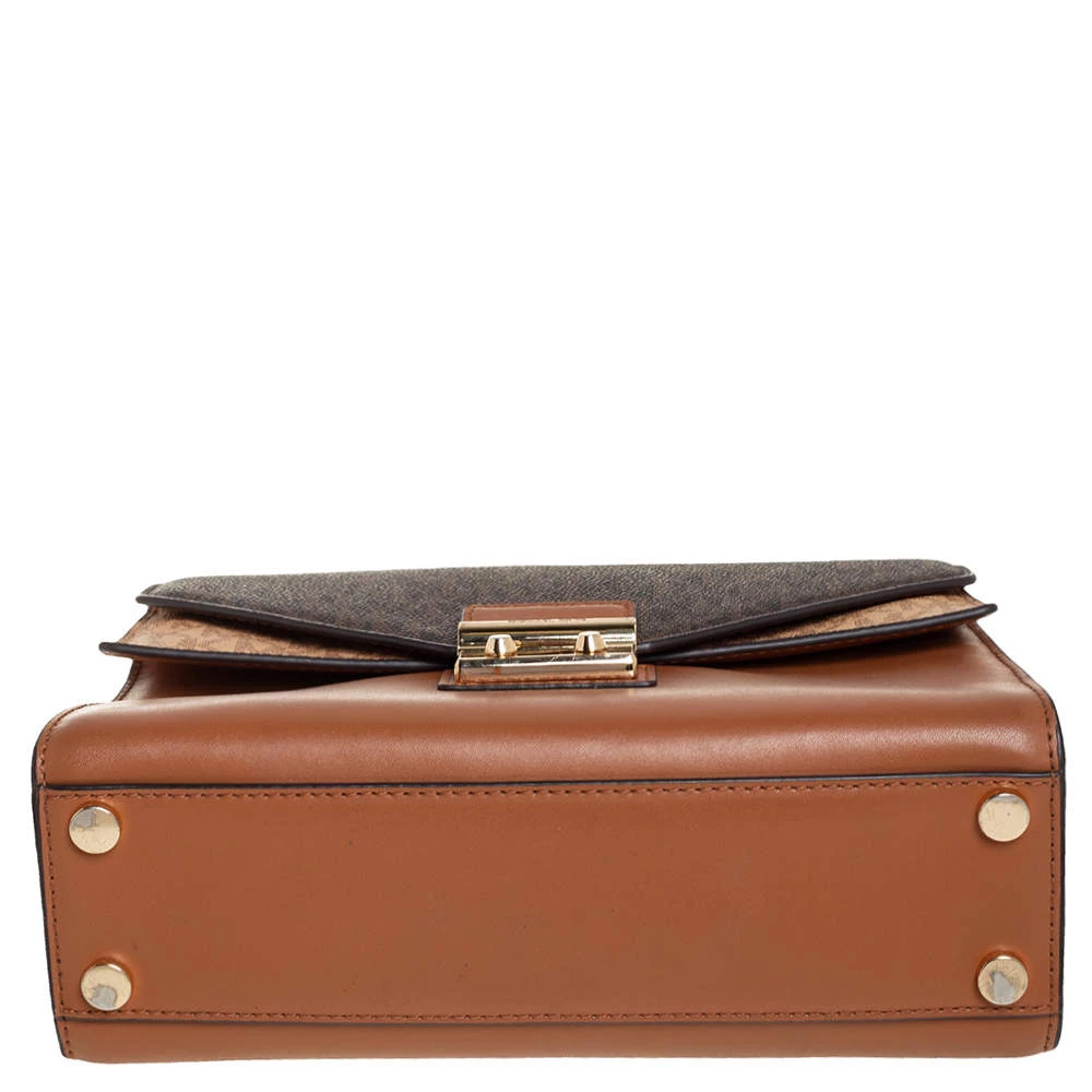 Michael Kors Tri Color Monogram Coated Canvas And Leather Kinsley Top Handle Bag For Women - Image 6