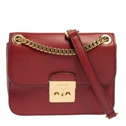 Michael Kors Red Leather Sloan Editor Shoulder Bag For Women