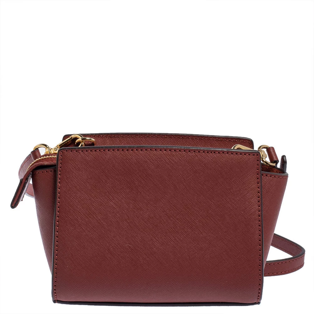 Michael Kors Red Leather Mini Selma Crossbody Bag For Women - Image 4
