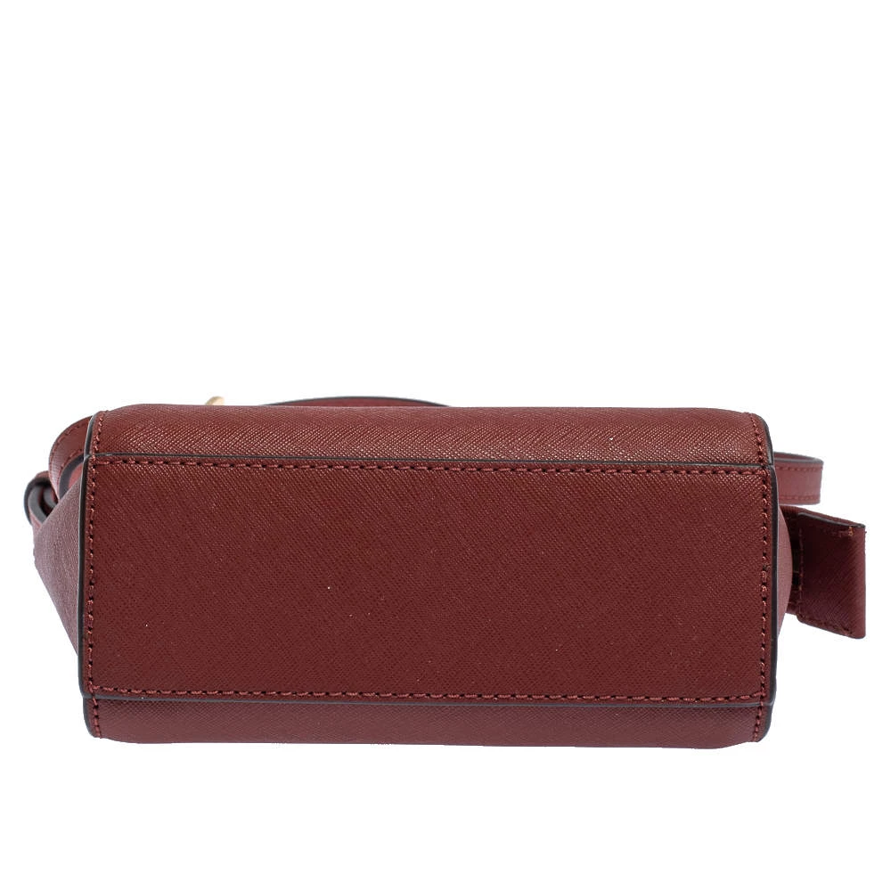 Michael Kors Red Leather Mini Selma Crossbody Bag For Women - Image 6