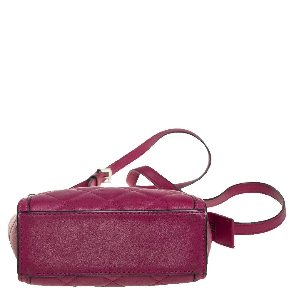 Michael Kors Fuchsia Quilted Leather Mini Selma Crossbody Bag For Women - Image 6