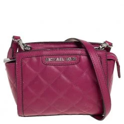 Michael Kors Fuchsia Quilted Leather Mini Selma Crossbody Bag For Women