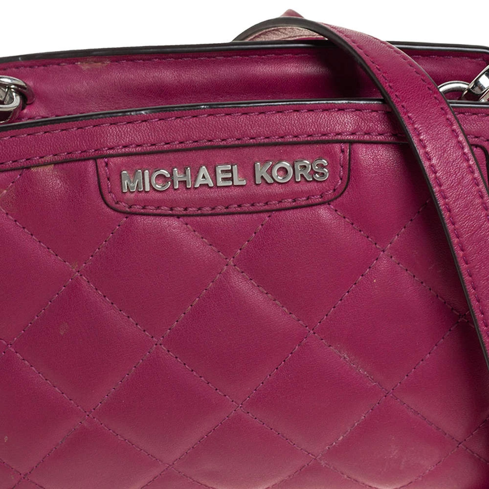 Michael Kors Fuchsia Quilted Leather Mini Selma Crossbody Bag For Women - Image 5