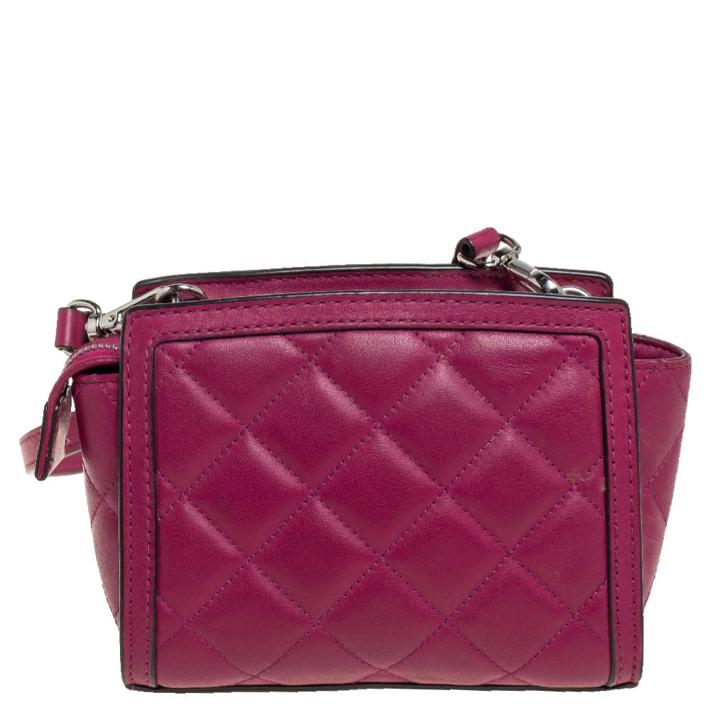 Michael Kors Fuchsia Quilted Leather Mini Selma Crossbody Bag For Women - Image 4