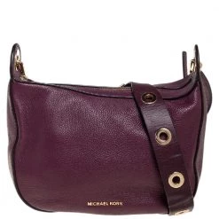 Michael Kors Micheal Kors Plum Pebbled Leather Grommet Strap Hobo For Women