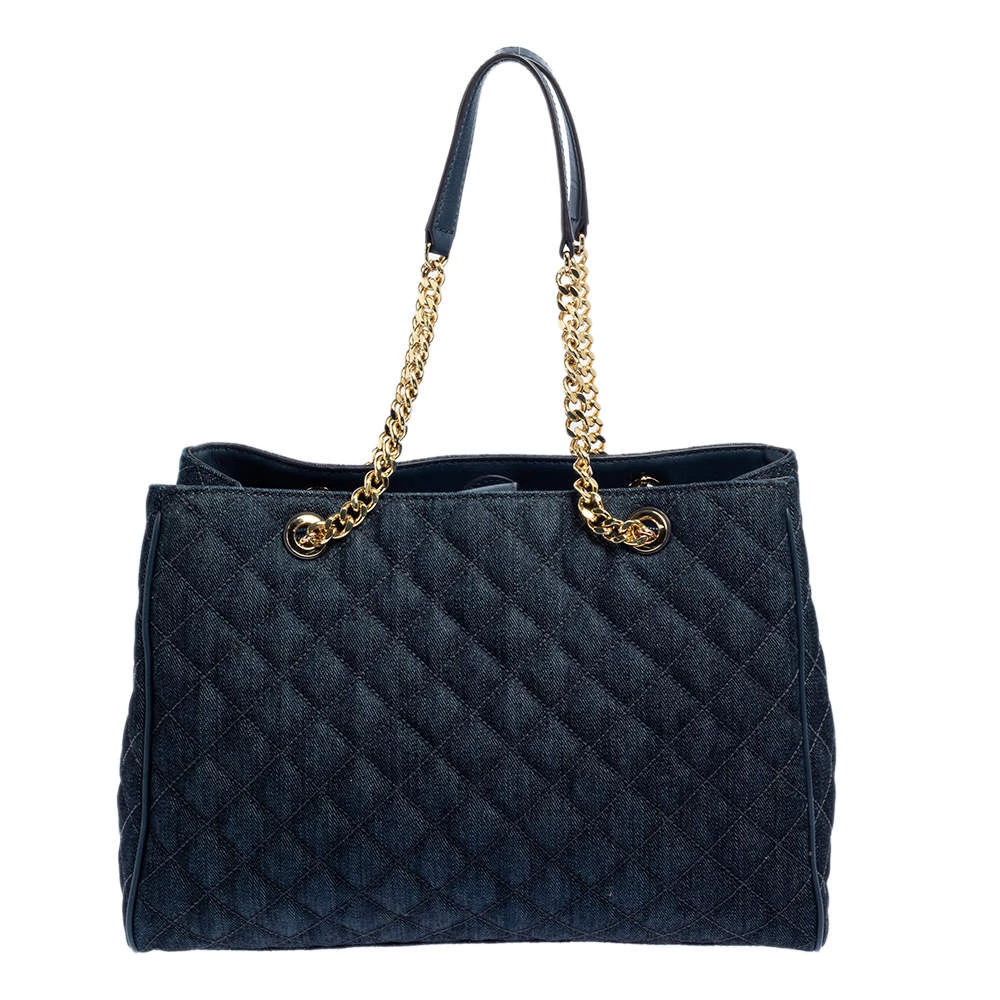Michael Kors Blue Quilted Denim Susannah Tote For Women - Image 4