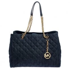 Michael Kors Blue Quilted Denim Susannah Tote For Women