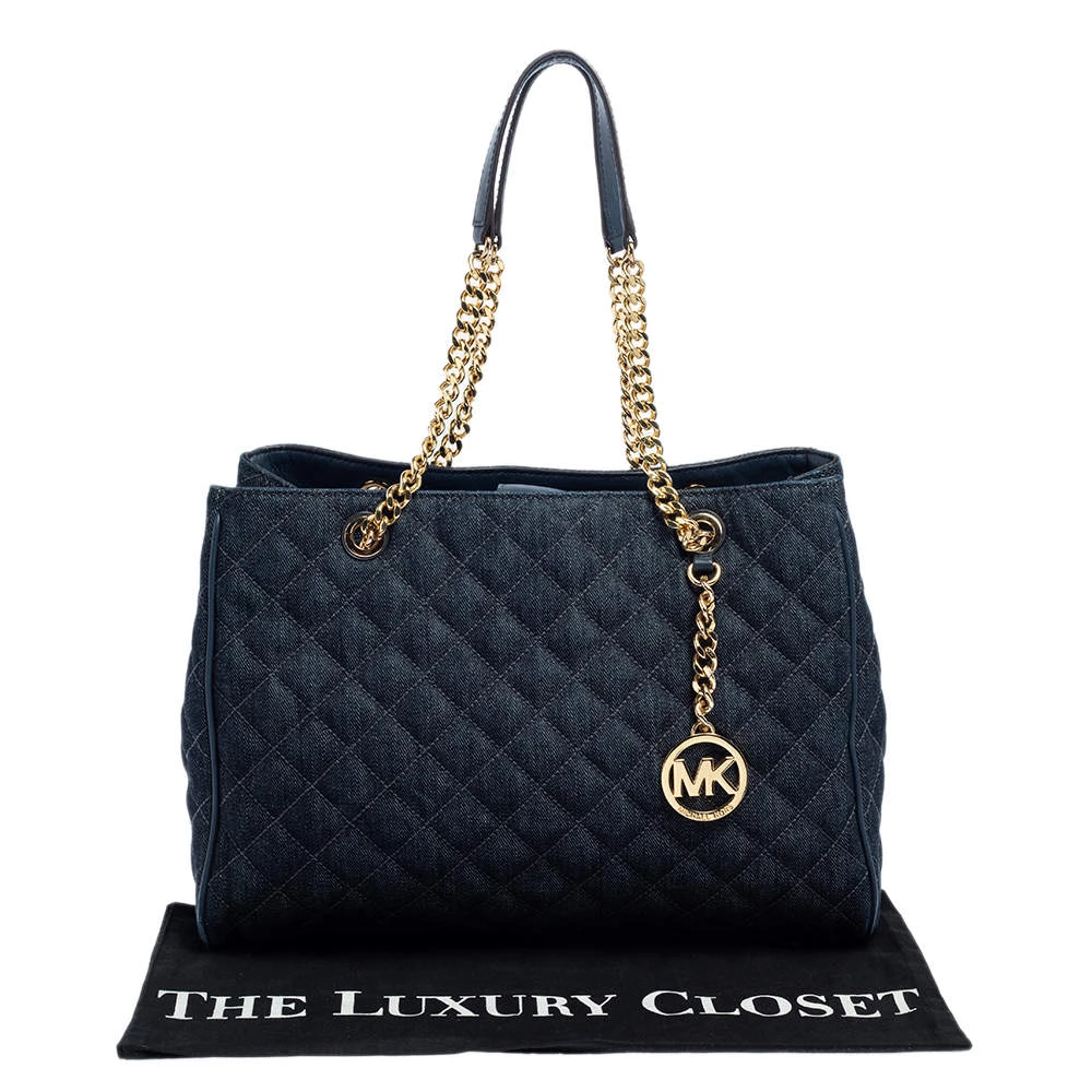 Michael Kors Blue Quilted Denim Susannah Tote For Women - Image 10