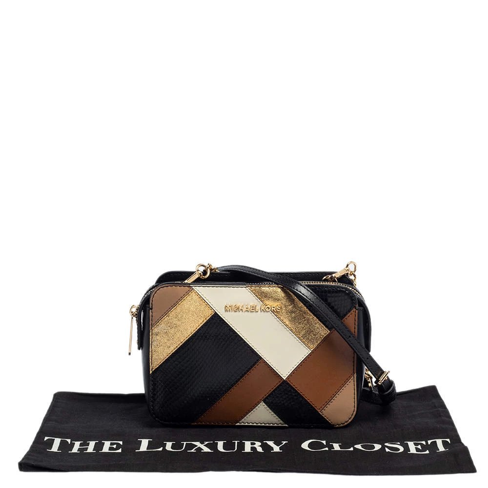 Michael Kors Micheal Kors Multicolor Python Embossed Leather And Leather Jet Set Camera Crossbody Bag For Women - Image 9