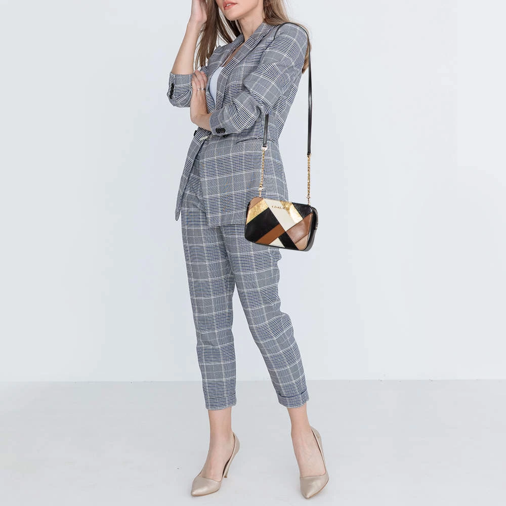 Michael Kors Micheal Kors Multicolor Python Embossed Leather And Leather Jet Set Camera Crossbody Bag For Women - Image 2