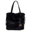 Michael Kors Black Faux Fur Drawstring Tote For Women