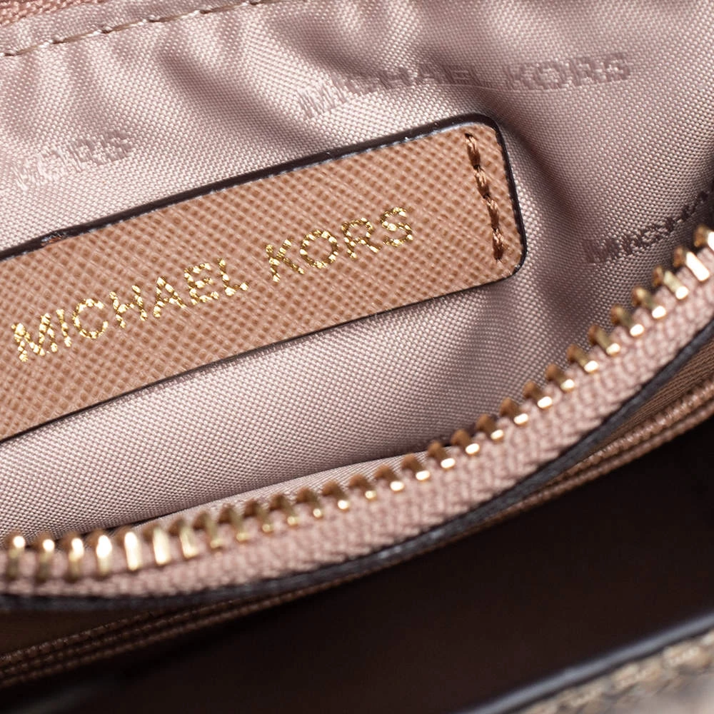 Michael Kors White/Gold Python Embossed Leather Small Mercer Tote For Women - Image 8