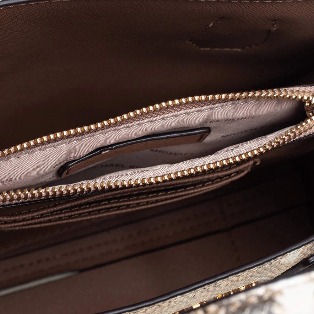 Michael Kors White/Gold Python Embossed Leather Small Mercer Tote For Women - Image 7