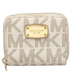 Michael Kors White/Beige Compact Wallet For Women