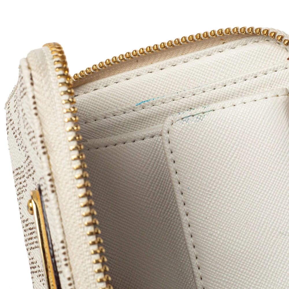 Michael Kors Micheal Kors White Signature Coated Canvas Zip Around Compact Wallet For Women - Image 6