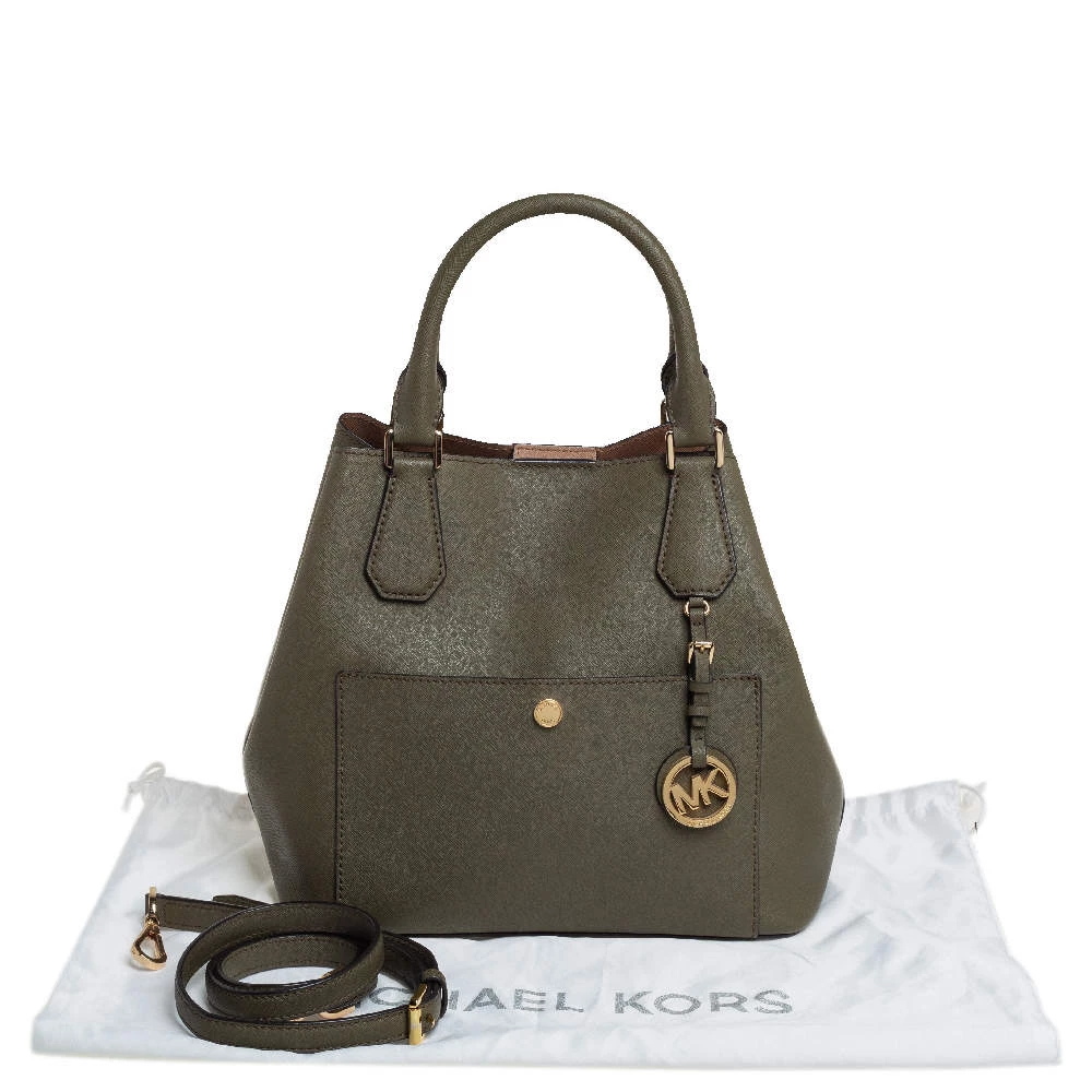 Michael Kors Green Saffiano Leather Greenwich Tote For Women - Image 9