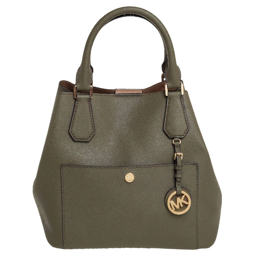 Michael Kors Green Saffiano Leather Greenwich Tote For Women