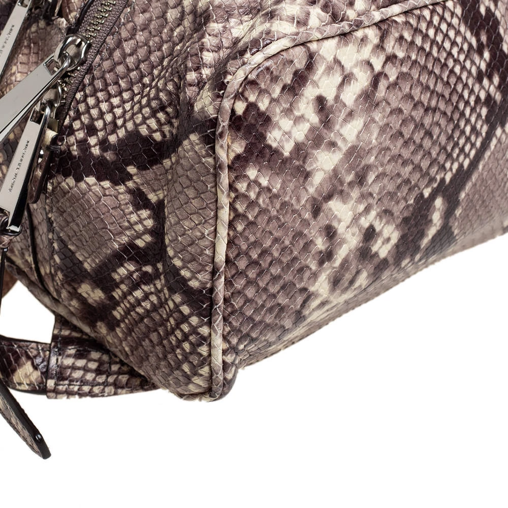 Michael Kors Beige/Brown Python Embossed Leather Small Rhea Backpack For Women - Image 12