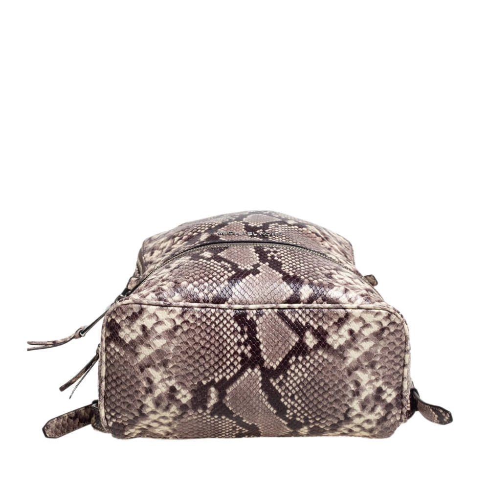 Michael Kors Beige/Brown Python Embossed Leather Small Rhea Backpack For Women - Image 6