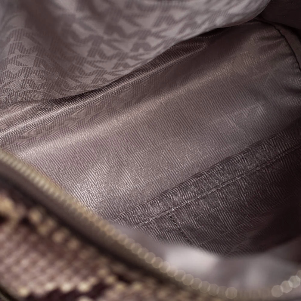 Michael Kors Beige/Brown Python Embossed Leather Small Rhea Backpack For Women - Image 8