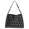Michael Kors Black Floral Perforated Leather Portia Satchel For Women